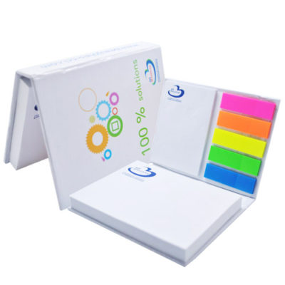 Hardcover sticky note set series with colour tabs and post-it sheets