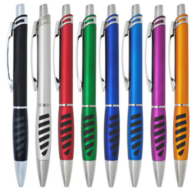 Plastic pen with stripe design