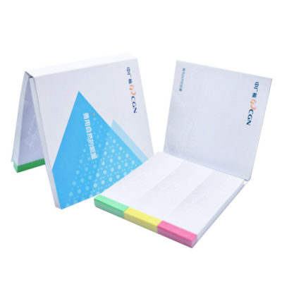 Softcover notepad set with coloured post-it sheets
