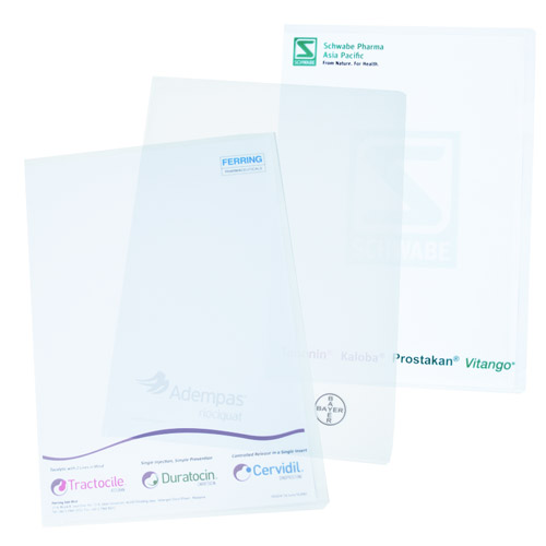 clear plastic folder to promote brand