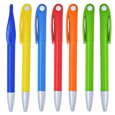Slim barrel ballpoint pen with multiple colours