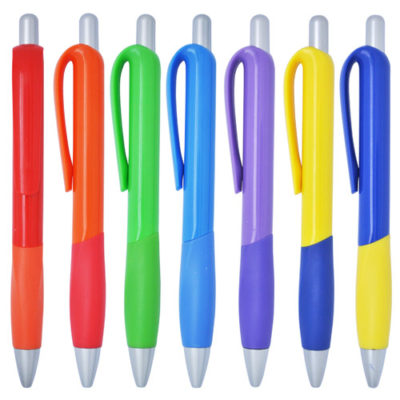 plastic pen with customizable coloured barrel and grip