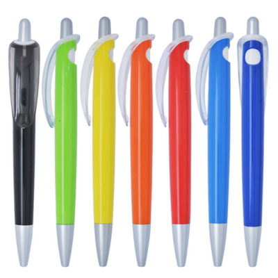 colourful plastic pens with transparent clip