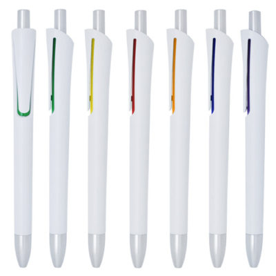white barrel plastic pen